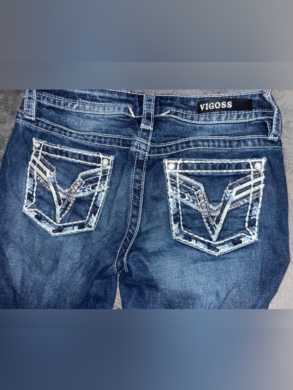 Vigoss Dark Blue Skinny Jeans with Embroidered Back Pocket - Picture 10 of 10